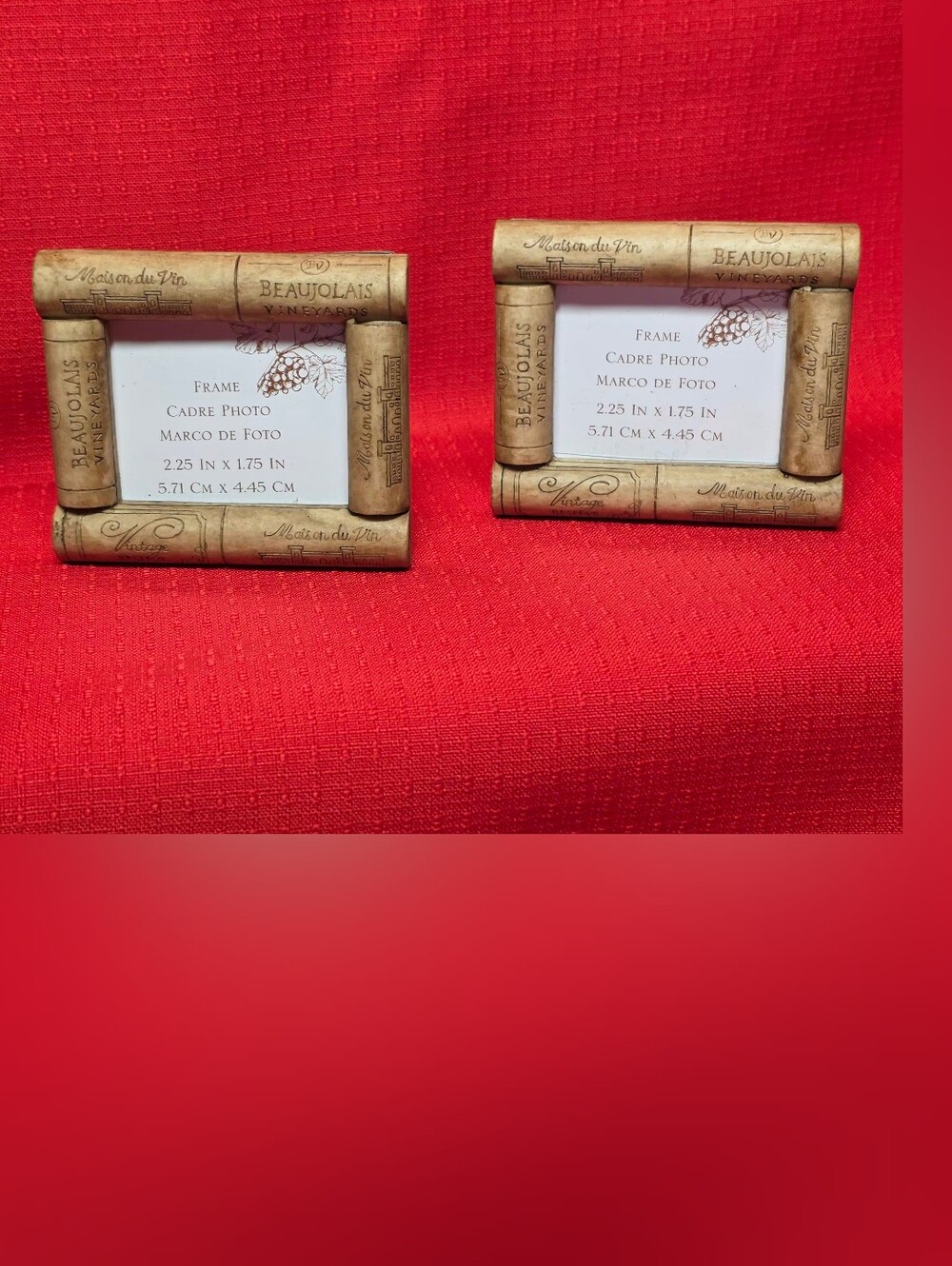 2 Wine Photo Frames 2014 Cork Look 2.25 X 1.75 Inches